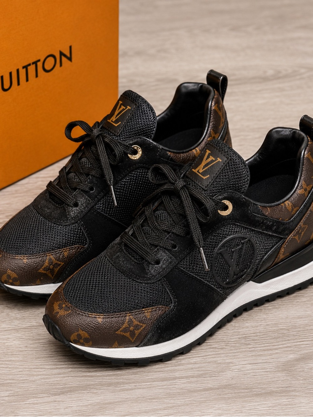 Louis Vuitton Women's Black & Monogram Runner Sneakers